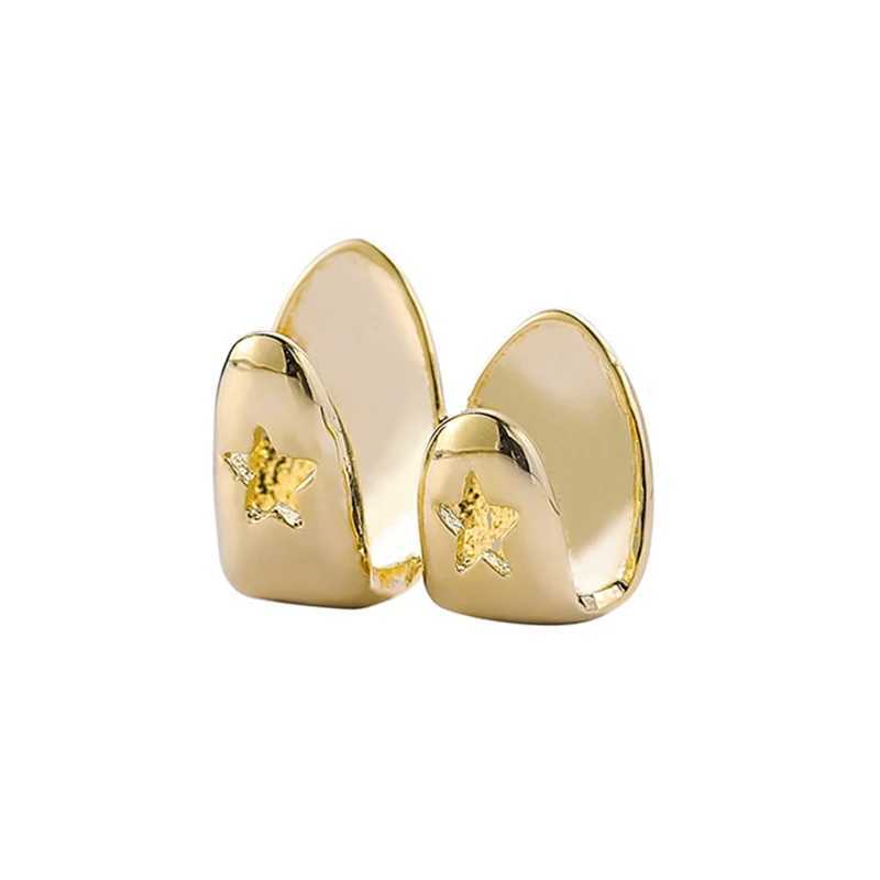 HipHop Tooth Grillz C Gold Plated Removable Top Bottom Dental Grill Punk Teeth Cs Halloween Cosplay Jewelry Gift W241227