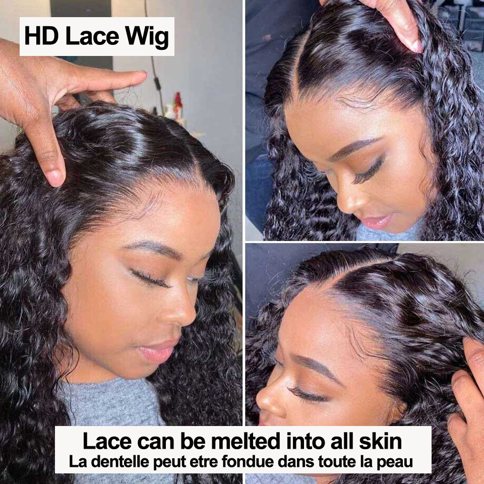 Curly 13X6 Frontal Brazilian Deep Water Wave 13X4 HD Lace Front 100% Human Hair Wigs For Women
