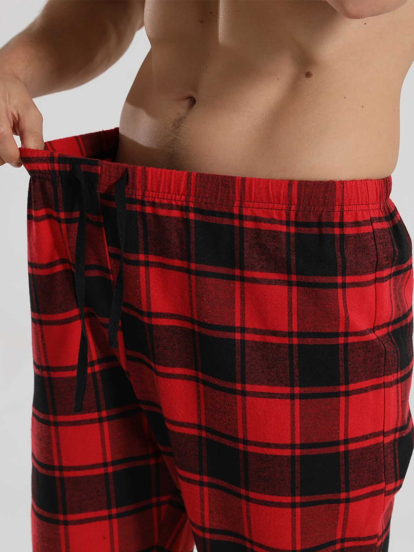 MenS Plaid Pajamas Set Autumn Wintercomfortable Flannel Long-Sleeved Top And Trousers Set Of Homewear Pajamas SetXJ241227