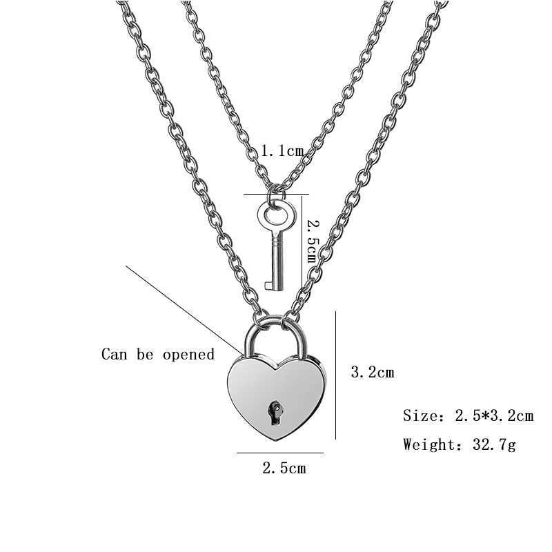 2pcs Key Lock Couple Necklace for Women Men Stainl Steel Heart Shed Key Lock Link Chain Eternal Jewelry GiftsXJ241227