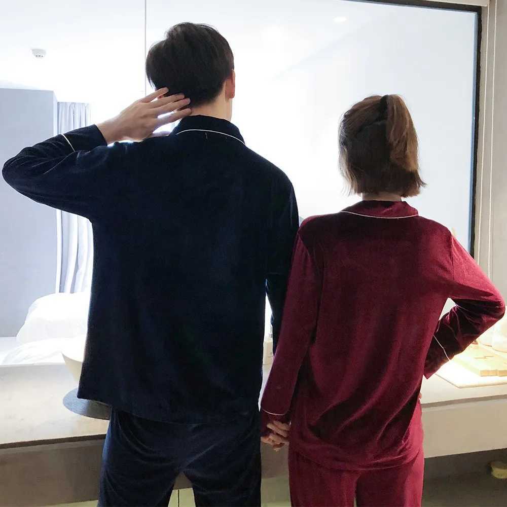Plus Size 3XL 4XL 5XL Velour Men Pajamas Set Autumn Winter Couple Sleepwear Trouser Suits Loose Velvet 2 PCS Shirt Pant HomewearXJ241227