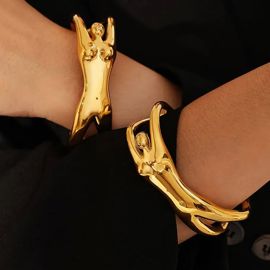 Sexy n Women Body Cuff Bracelets For Women 316L Stainless Steel Wristband Shiny Heavy Bangle Waterproof Fashion Jewelry 241227