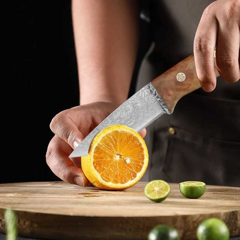 4-inch kitchen knife fruit knife sharp Damascus steel chef knife cooking knife meat cutting kitchen accessories Y241227