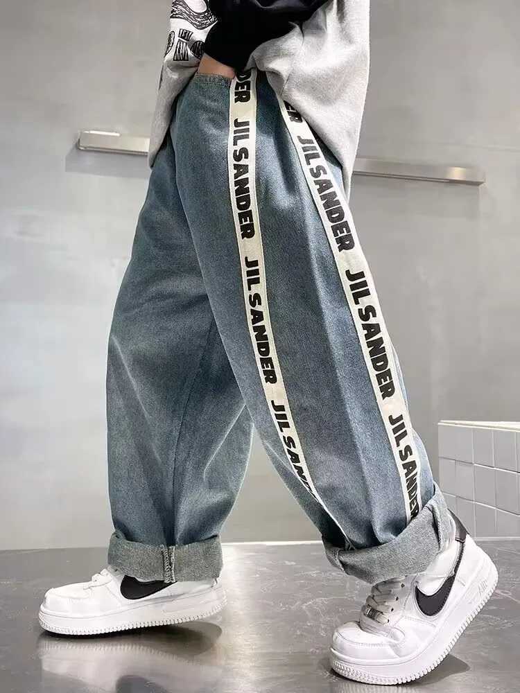 Childrens Big Boys Jeans Boys Pants Childrens Clothing 5-12 Year Old Boys Childrens Bags Summer Clothing Teenagers New Jeans W241227