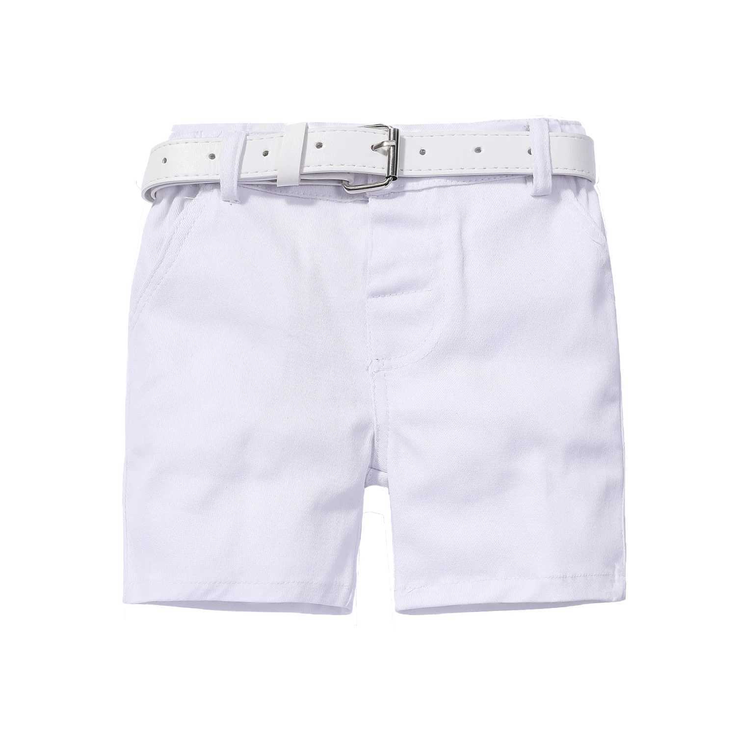 Newborn Daily Shorts for 1-6Y Boys Fashion Yellow +White Shorts With Belt 2 PCS Suit For Birthday Party For Casual Outfit W241227
