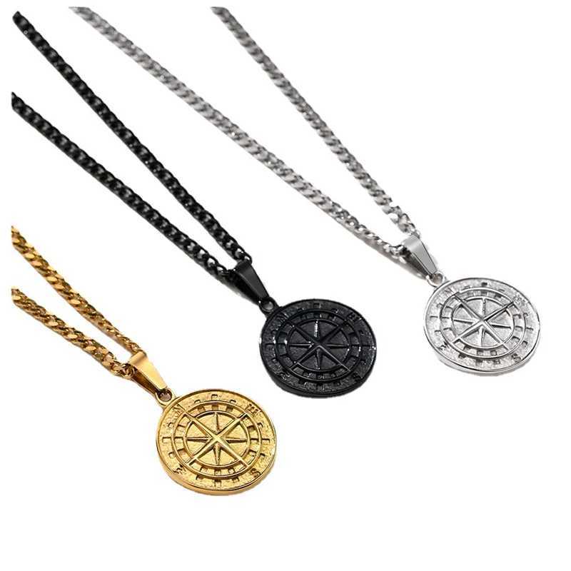 Rock Multilayer Chain Necklace For Men Hip Hop Coin Pendant Necklace Figaro Twist Chain Necklace Mens Street JewelryXJ241227