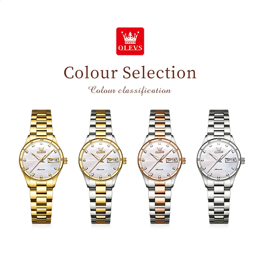 OLEVS 7030 Automatic Watch for Women Diamond Scale Waterproof Calendar Mechanical Woman Original Ladies Wristwatch 241225