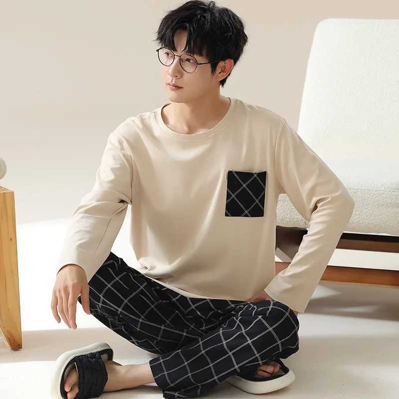 2024 Spring Autumn Plus 4XL Cotton Mens Sleepwear Pajamas Korean Fashion Pijamas Sets Casual Loungewear Pyjamas Night FashionXJ241227