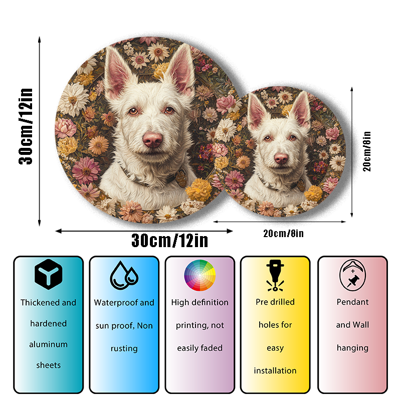 Customized Pet Memorial | Premium Quality Circular Aluminum Decorative Painting | Personalized Pet Souvenir Tombstone