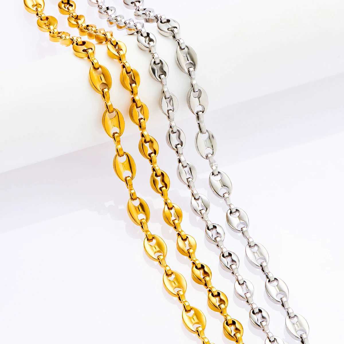 Stainl Steel Coffee Bean Link Chain Long Necklace for Men Women Choker on the Neck Handmade Jewelry Making Accories DIYXJ241227
