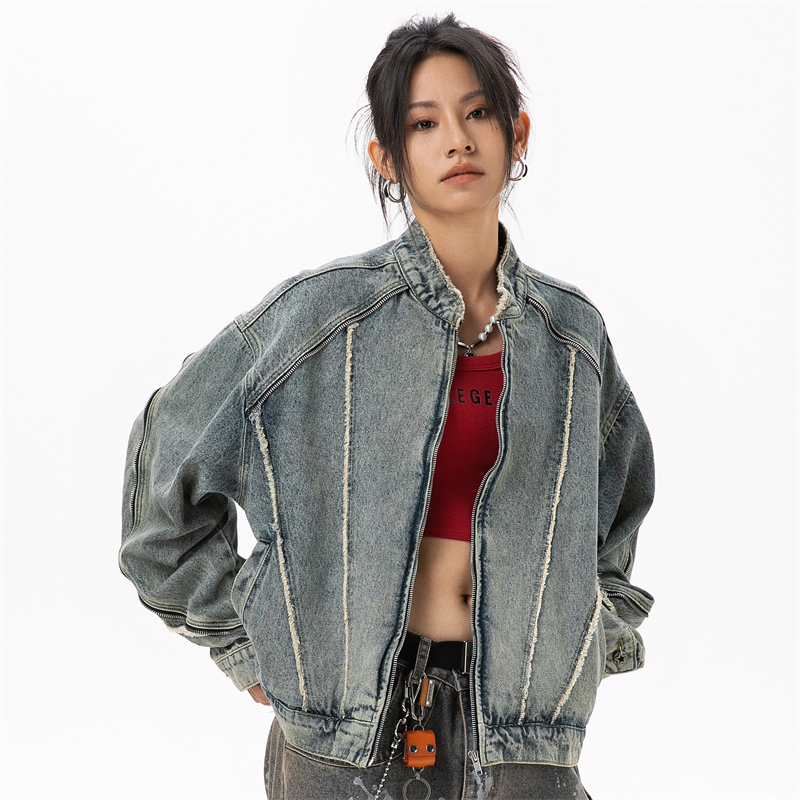 Women's Denim Jacket Blue Cropped Cowgirl Clothes Lady Jeans Jackets Woman 2025 New in Outerwears Women's Clothing 2025 Sales