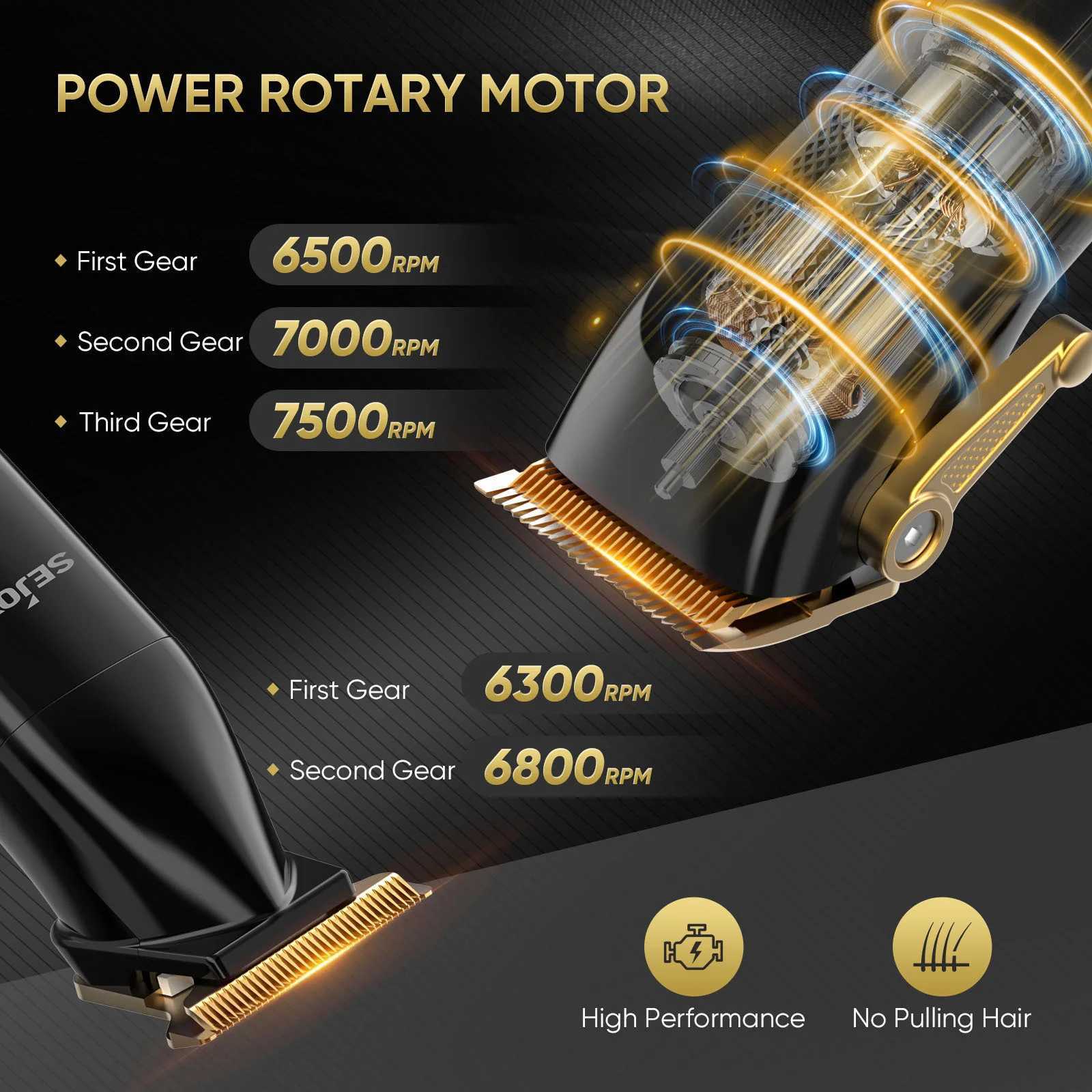 Sejoy Professional Electric Hair Clippers Kits 2 Gears Speeds LCD Rechargeable Hair Trimmers for Men Cordless Hair Cut Machine W241227