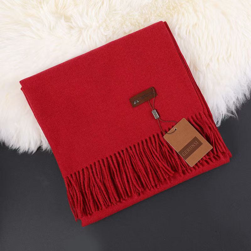 T038 scarf women autumn and winter new solid color cashmere scarf plus velvet thickened shawl scarf winter Korean version warm