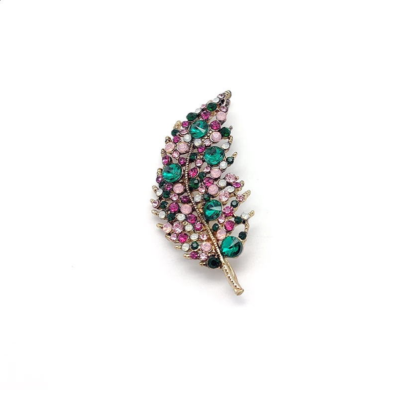 PD BROOCH Spring Autumn Warm Clothing Accessories Leaf 6 Color High-end Full Zircon Brooch Brooches for Women Jewelry Gifts 241227