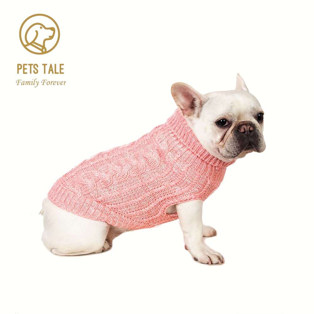 PETS TALE Premium Navy Blue Dog Sweater with Twisted Rope Design and Faux Leather Label - Cozy Knit Pullover for Small to Large Breeds, hine Washable