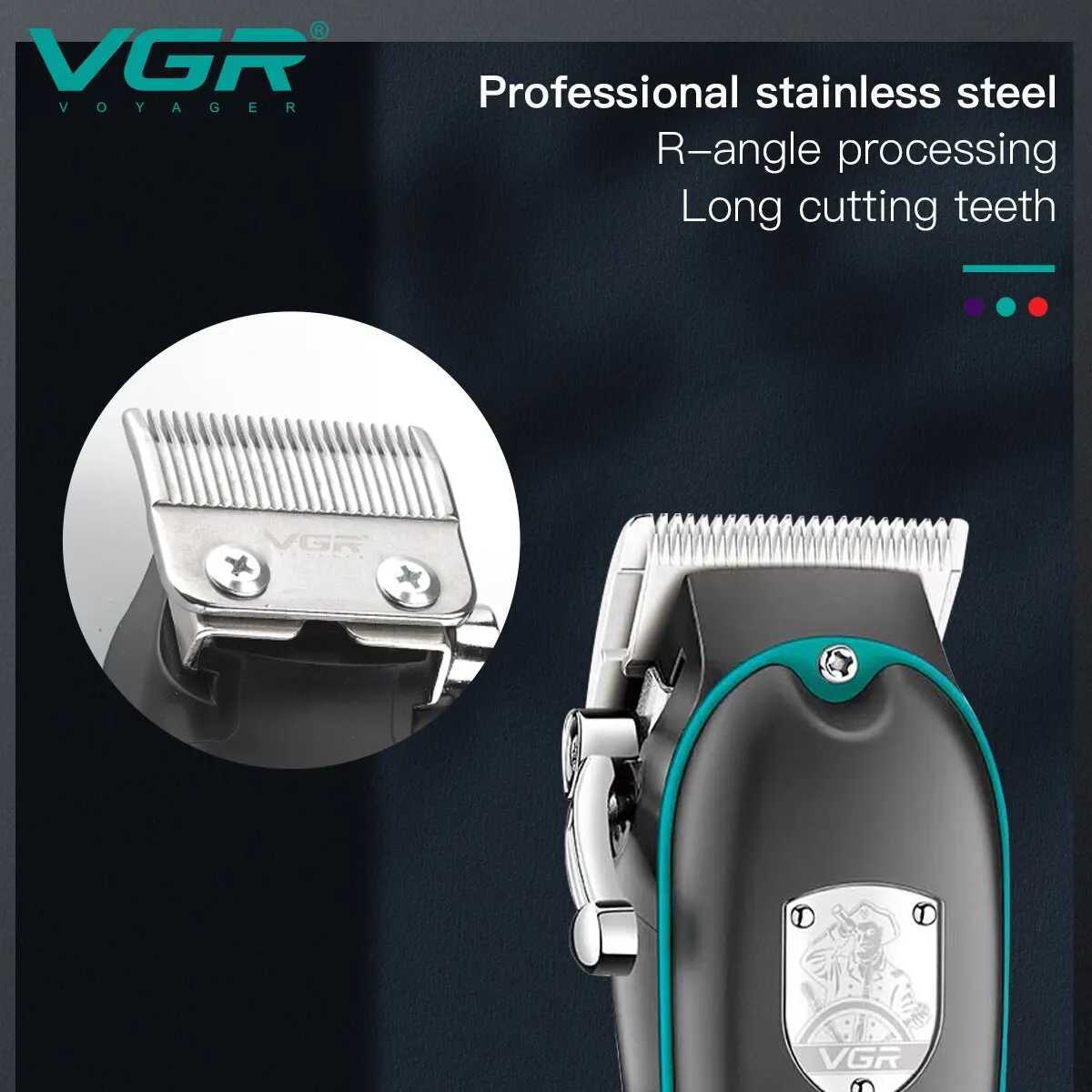 VGR Hair Clipper Professional Hair Cutting Machine Electric Wired Hair Clipper Adjustable Trimmer for Men V 123 W241227