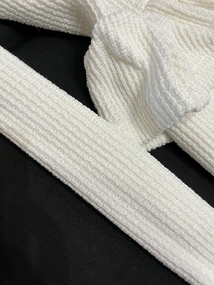 2026 Spring Blue Solid Color Splicing Knitted Dress Long Sleeve Square Collar Button Single Row Casual Women's Skirt