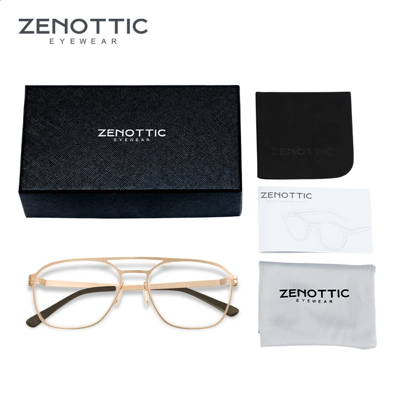 ZENOTTIC Double Bridge Glasses Men Lightweight Pilot Large Optical Eyeglass Frame 241227