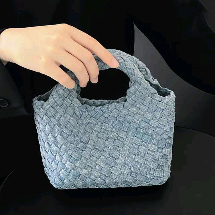 Cowboy canvas woven mini small women's 2025 new chain crossbody baghand-held vegetable basket bag