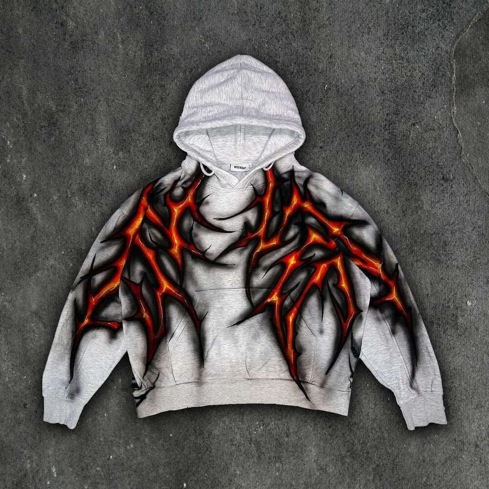 Trendy street gothic hoodie punk loose autumn winter pullover sweatshirt men's and women's top