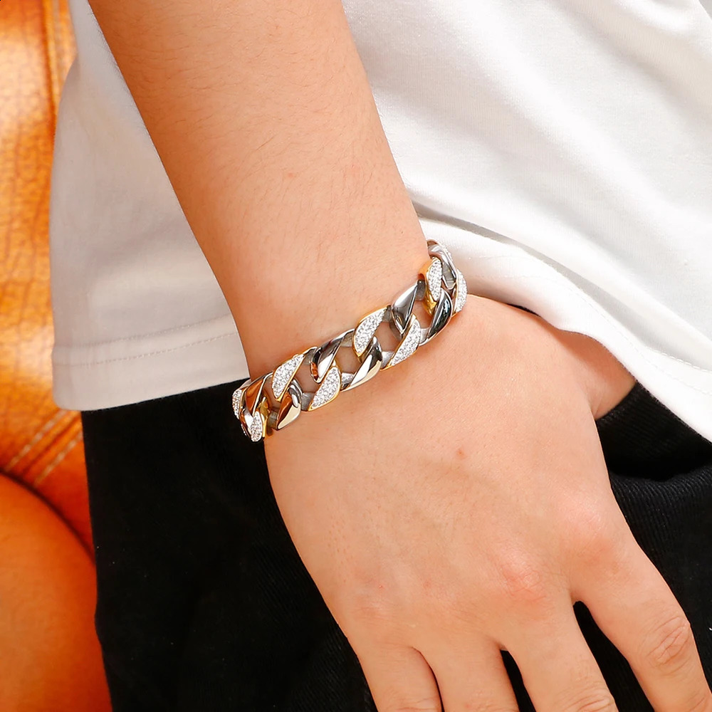 Mens Bracelets Bangles Factory Wholesale Gold Color Sheep Head Bracelet For Men 316L Stainless Steel On Hand Chain Bands Hiphop 241227