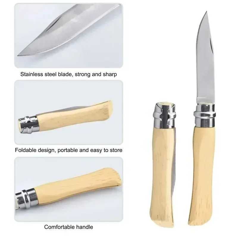 Folding Fruit Knife Outdoor Camping Portable Folding Knife Tool Household Peeling Stainless Steel Sharp Fruit and Vegetable Knife Y241227