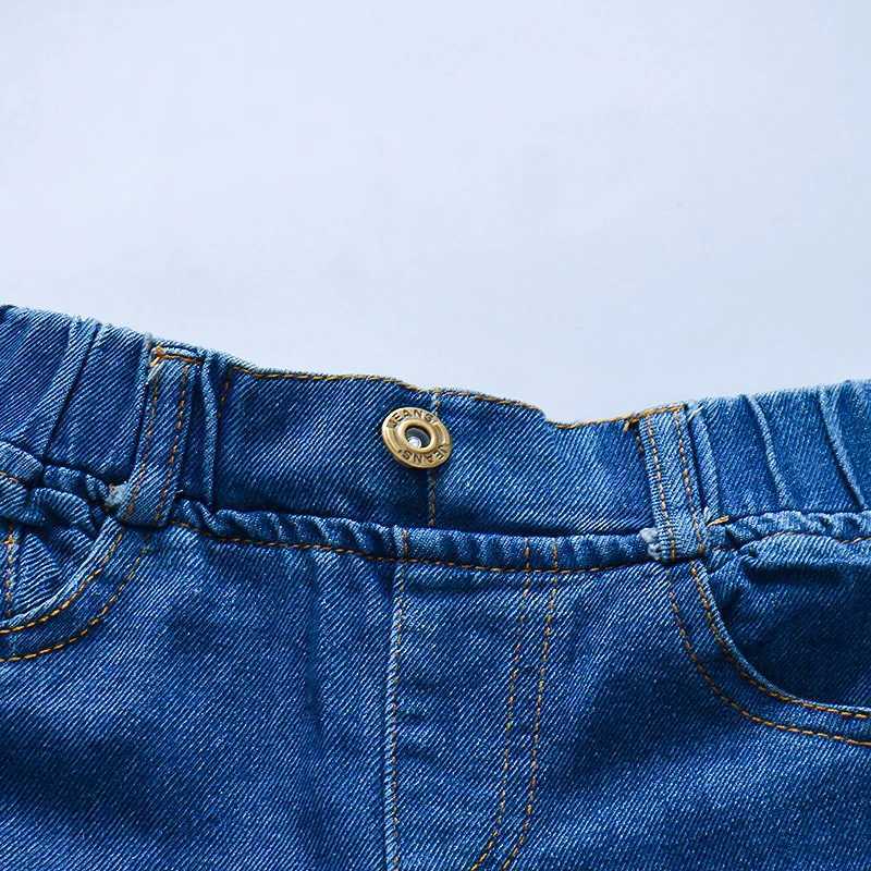 Childrens Jeans Baby Girls Fashion Pants with Holes Cute Childrens Soft Denim Casual Pants W241227