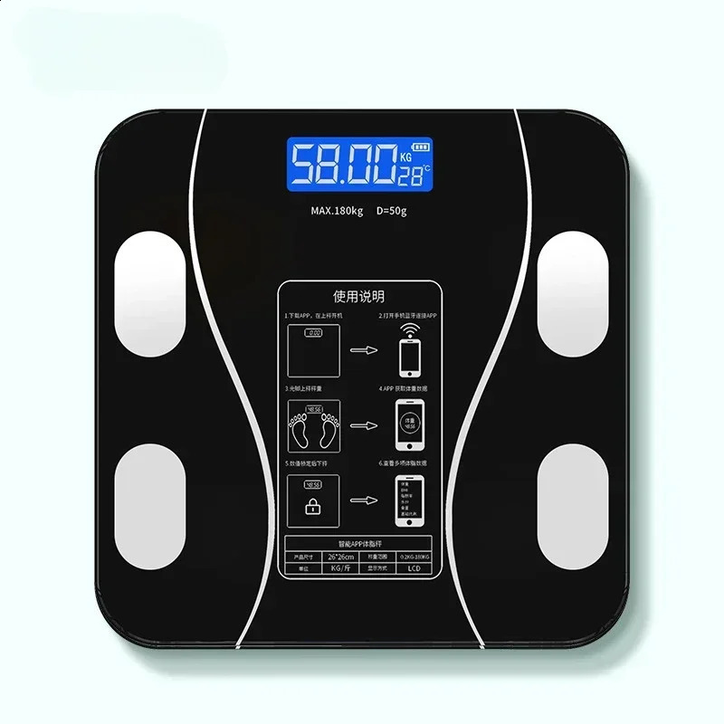 Weight Scale Bathroom Fat Smart Electronic Composition Analyzer Fashion Selling Precision Bathroom Black Analyzer Scale 241226