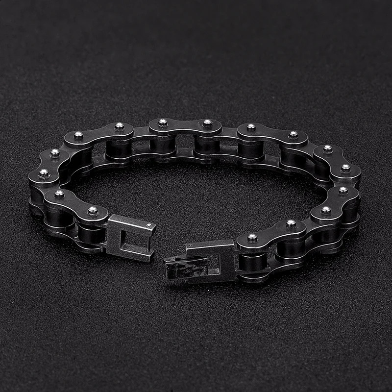 MKENDN Locomotive Men Punk Rock Bicycle Chain Bracelet Stainless Steel Mountain Bike Chain Accessory Male Gifts 241227