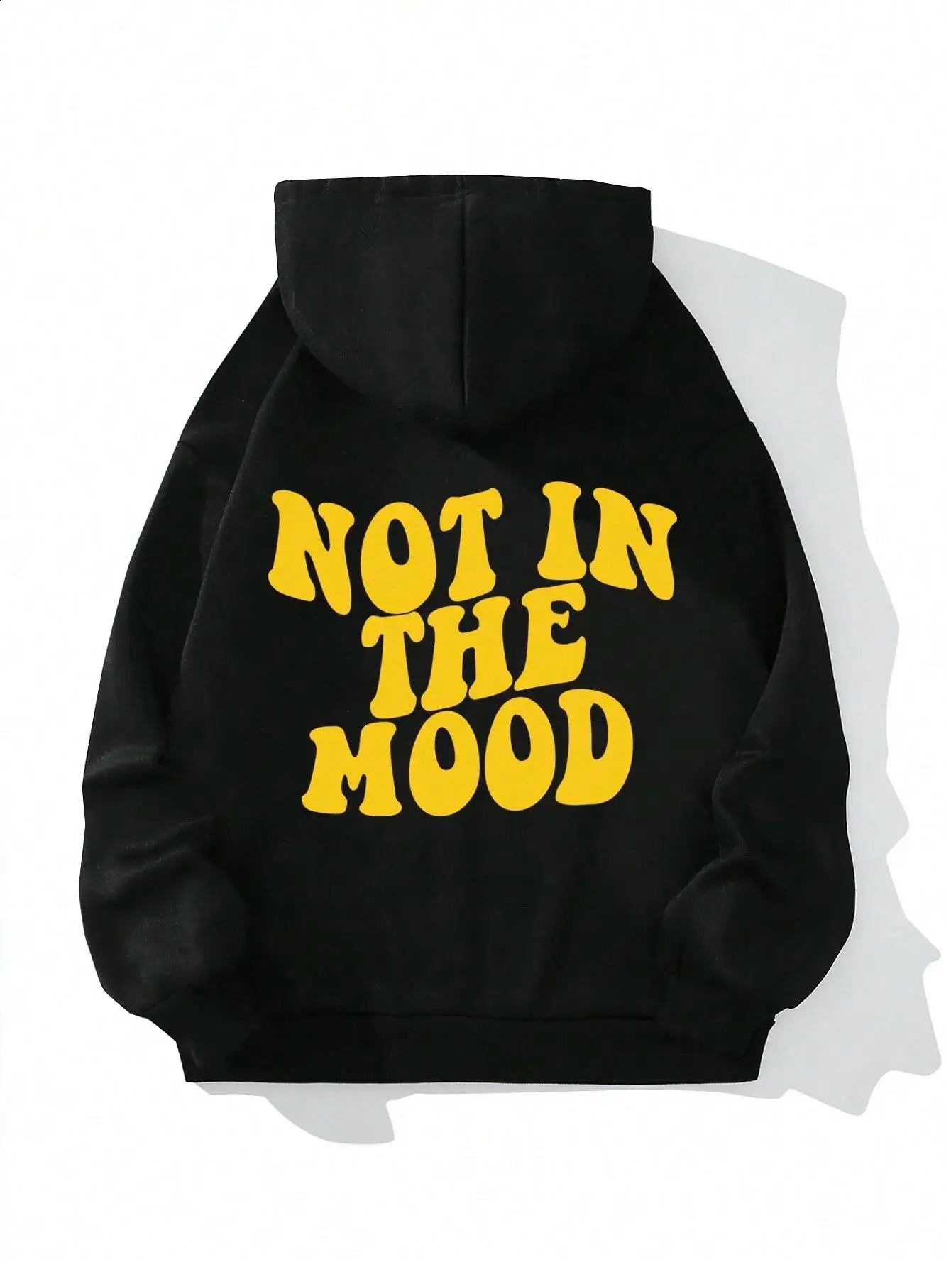 Not In The Mood Personality Letter Female Hoodies Loose Hoodie Autumn Warm Fleece Hoody Harajuku Street Pullover 241223