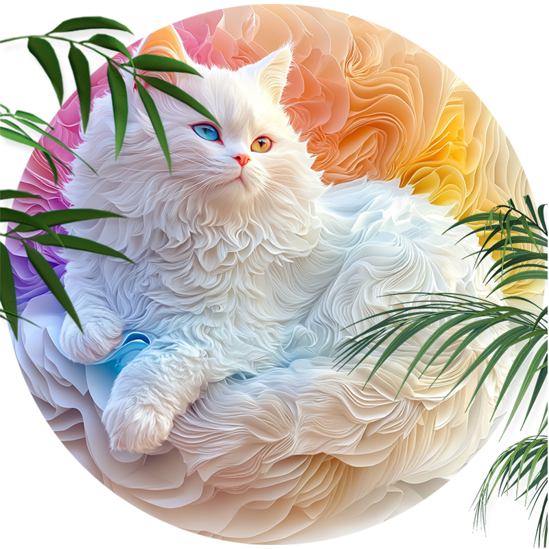Persian Cat Pet Ornaments - Custom Circular Aluminum Decorative Paintings, Personalized Pet Souvenir Tombstones