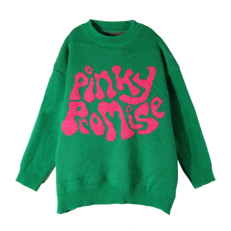 Cross-Border Autumn/Winter New Loose-Fit Color Blocking Letter Jacquard Round Neck Long Sleeve Knit Pullover Top Sweater