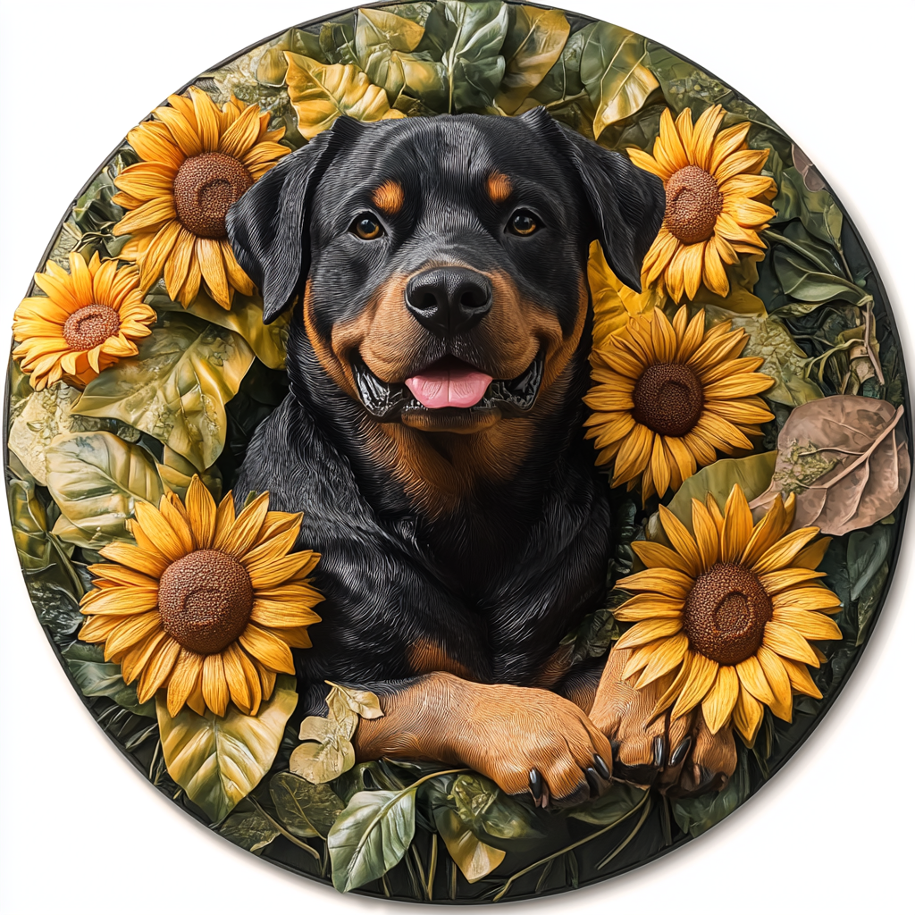 Custom Rottweiler Pet Ornaments - Circular Aluminum Decorative Paintings & Souvenir Tombstones - Perfect Christmas Gifts