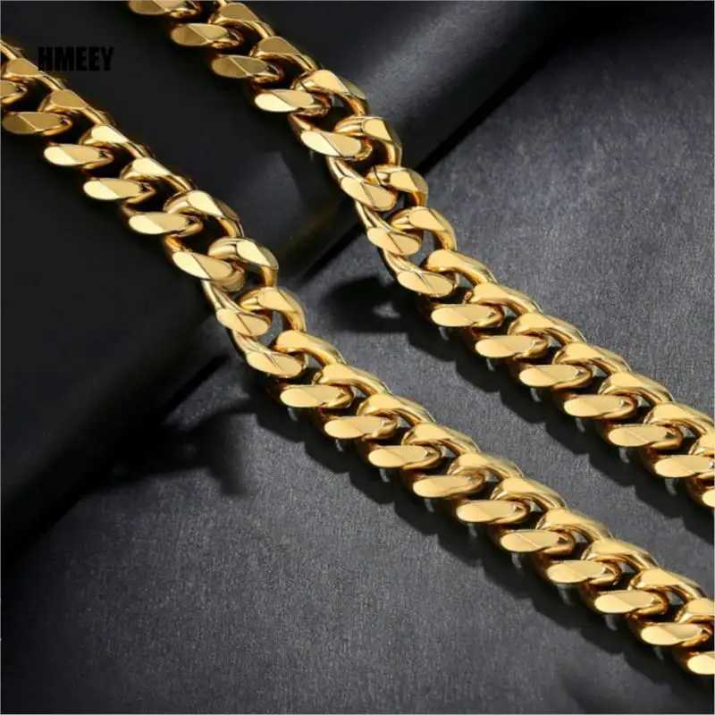 Cuban Chain Necklace for Men Women Basic Punk Stainl Steel Cu Link Chain ChokersVintage Gold Color Solid Metal CollaXJ241227