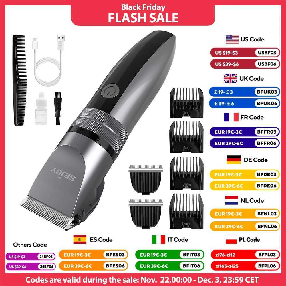 Sejoy Electric Hair Clippers Men Professional kit USB Rechargeable Mens Barber Hair Cutting Machine Beard Trimmer For Men Kids W241227