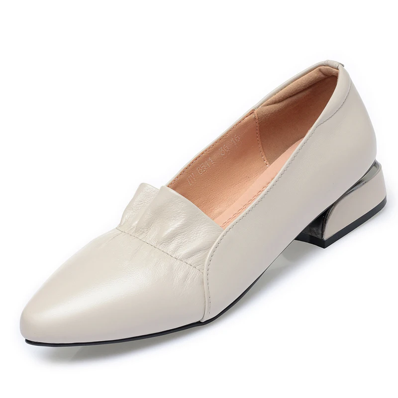 AIYUQI Women's Shoes Big Sizes Genuine Leather Slip-on Women's Banquet Shoes Fashion Red Pointed Shoes Women