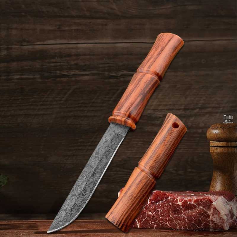 Damascus patterned kitchen knife Bonin Paris knife minced meat grilled meat practical knife for fishing fruits cooking tools Y241227