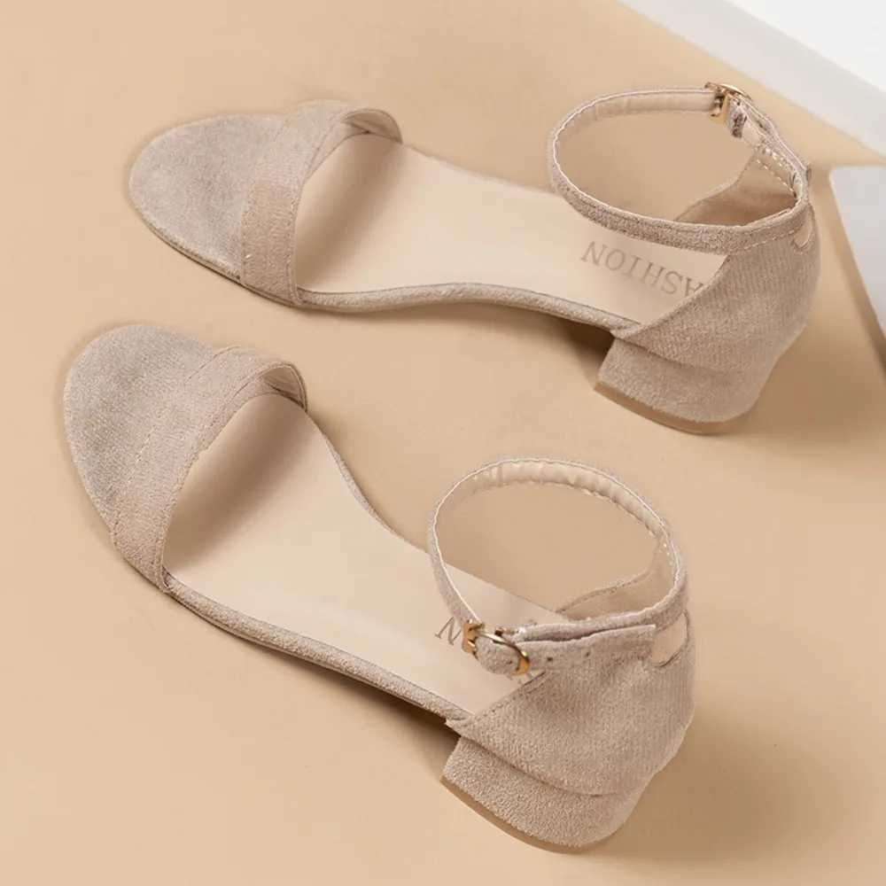 High Quality Beige High Heels Sandals Women Summer Shoes Women Fashion Open Toe Sandals Casual Square Heel Female Shoes T241227
