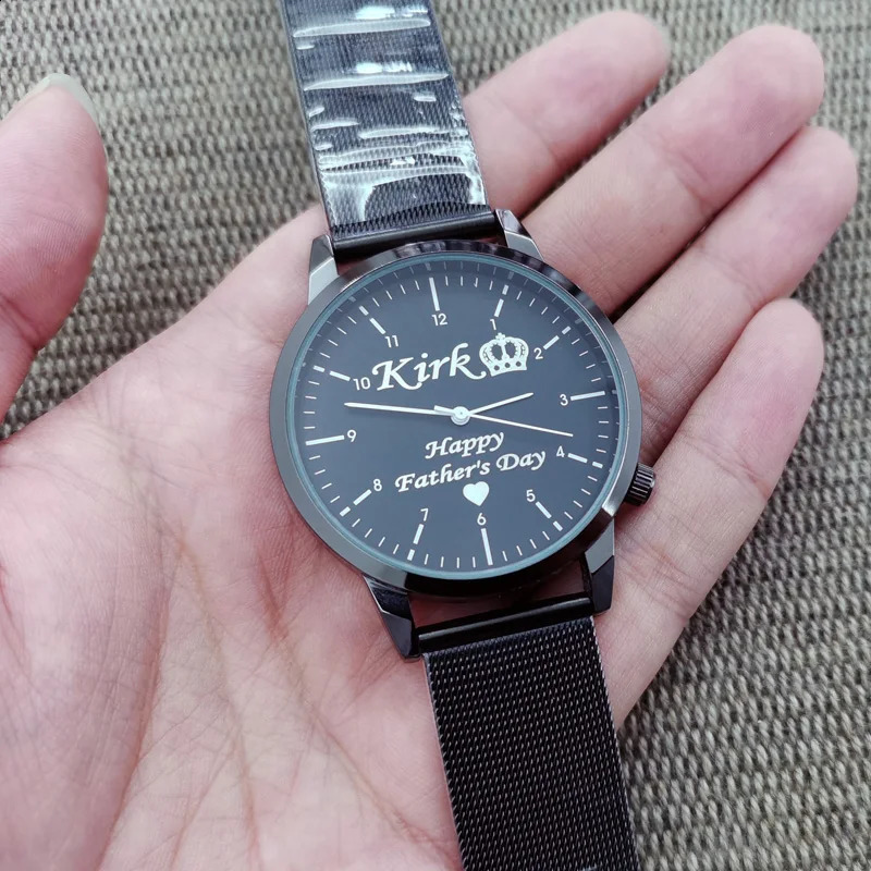 Personalized Free Engrave with Your Name Text Mens Mesh 3 ATM Water Resistant Wristwatch Customized Wrist Watch 241225