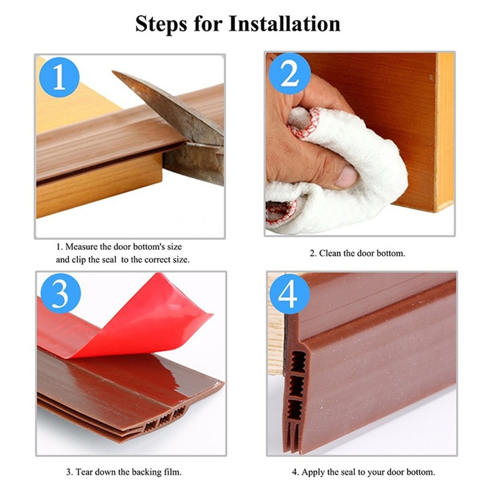 1M Waterproof Under Door Draft Stopper Seal Strip nsect Proof Waterproof Draft Excluder Strip Self Adhesive Tape Bottom Strip
