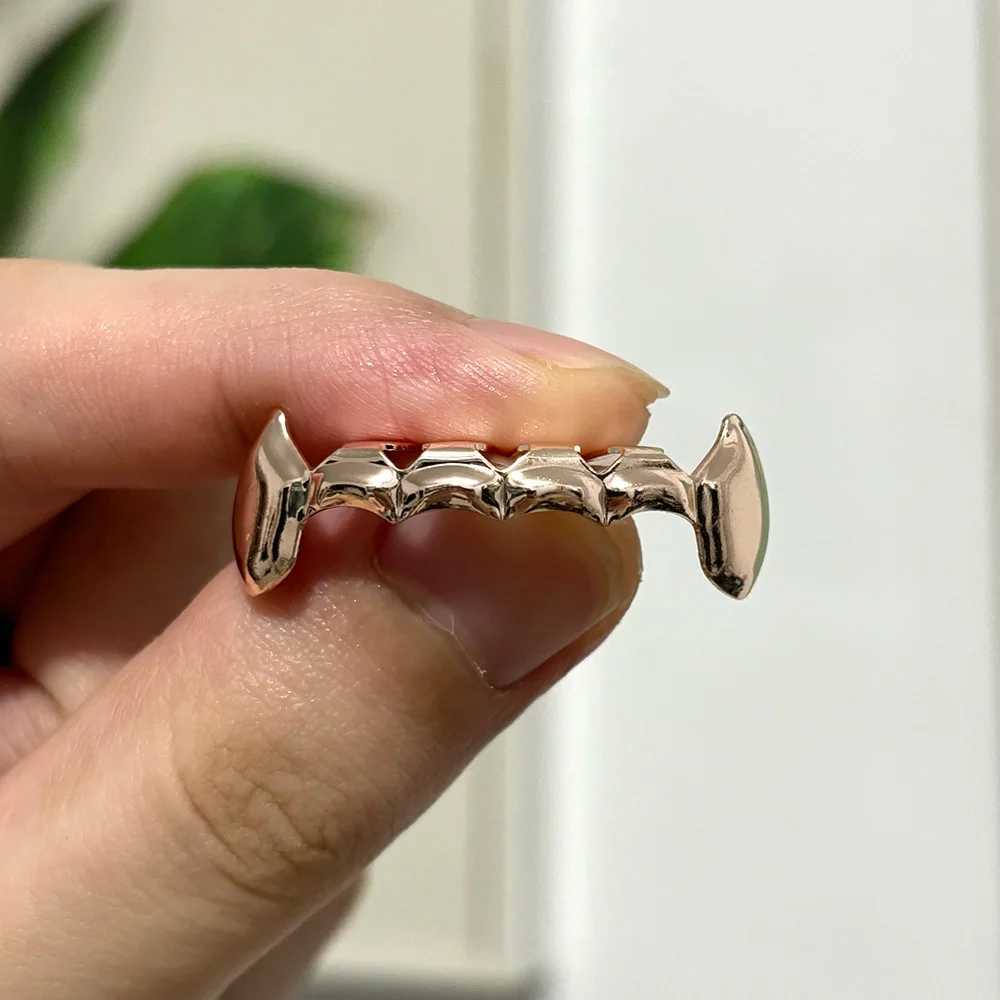 YONGX Gold Silver Buckle Teeth Grilz Teeth Hip Hop Gloss Teeth Mens Halloween Jewelry Role Playing W241227