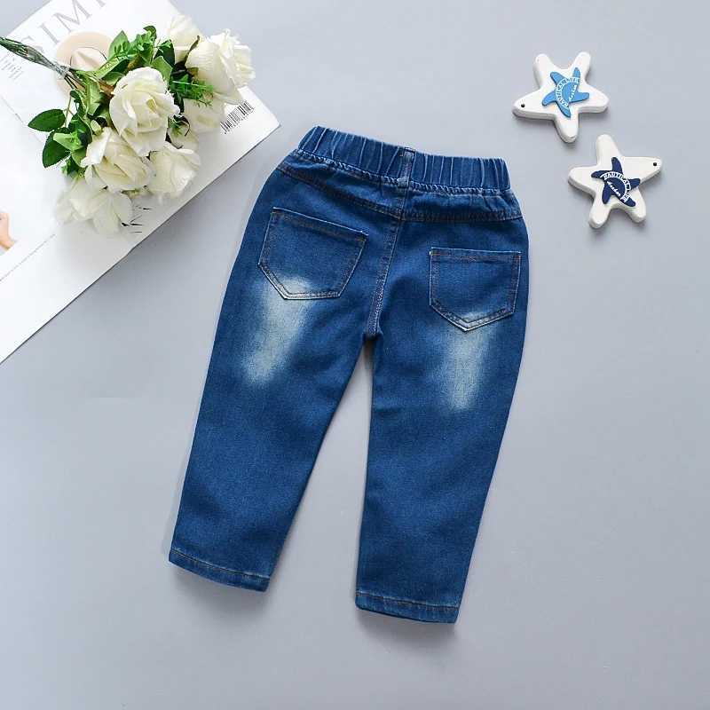 Childrens Jeans Baby Girls Fashion Pants with Holes Cute Childrens Soft Denim Casual Pants W241227