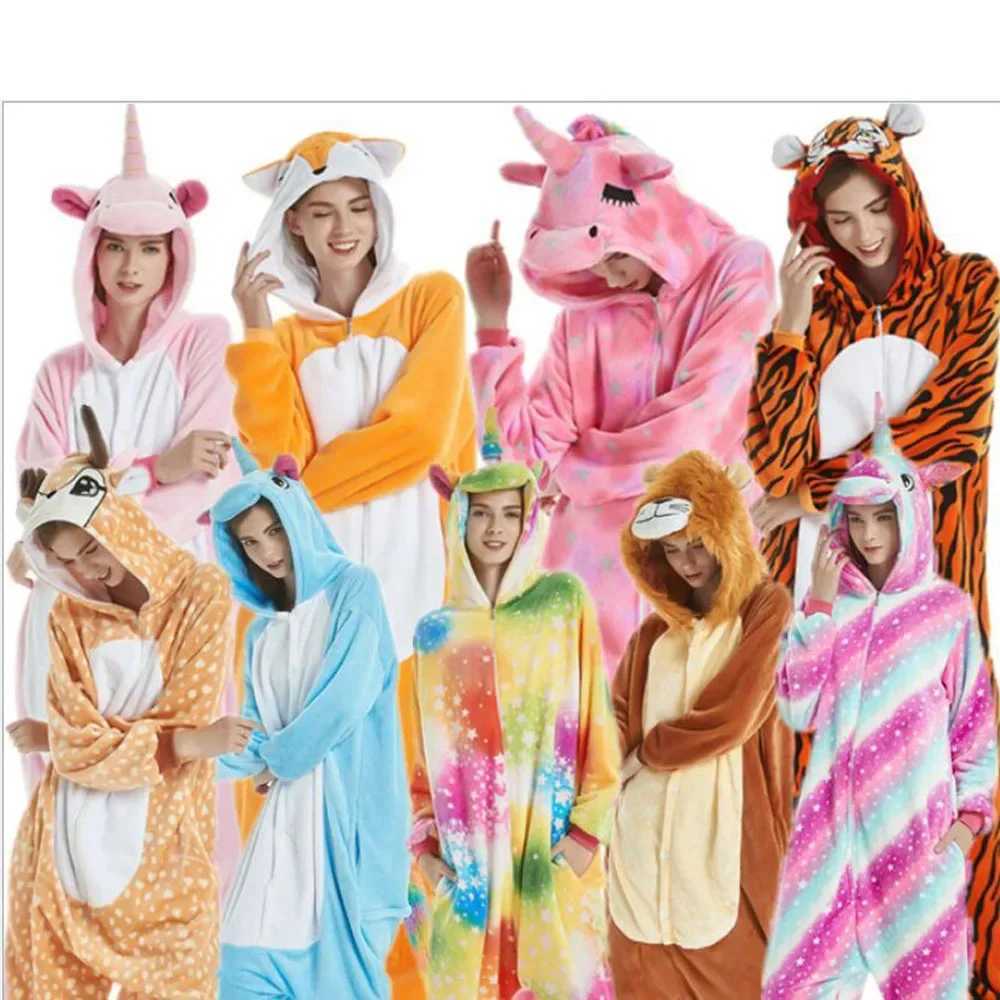 Fox Animal Kigurumi Pajamas Wolf Annie Onesies Jumpsuits Unicorn Pajamas Men Women Cosplay Custome Tiger Dog SleepwearXJ241227