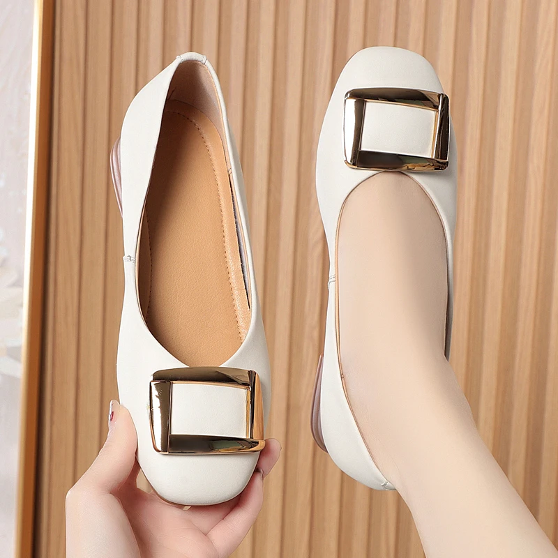 AIYUQI Genuine Leather Beanie Shoes Women Spring New Slip-on Ladies Shoes Soft Soled Loafers Women