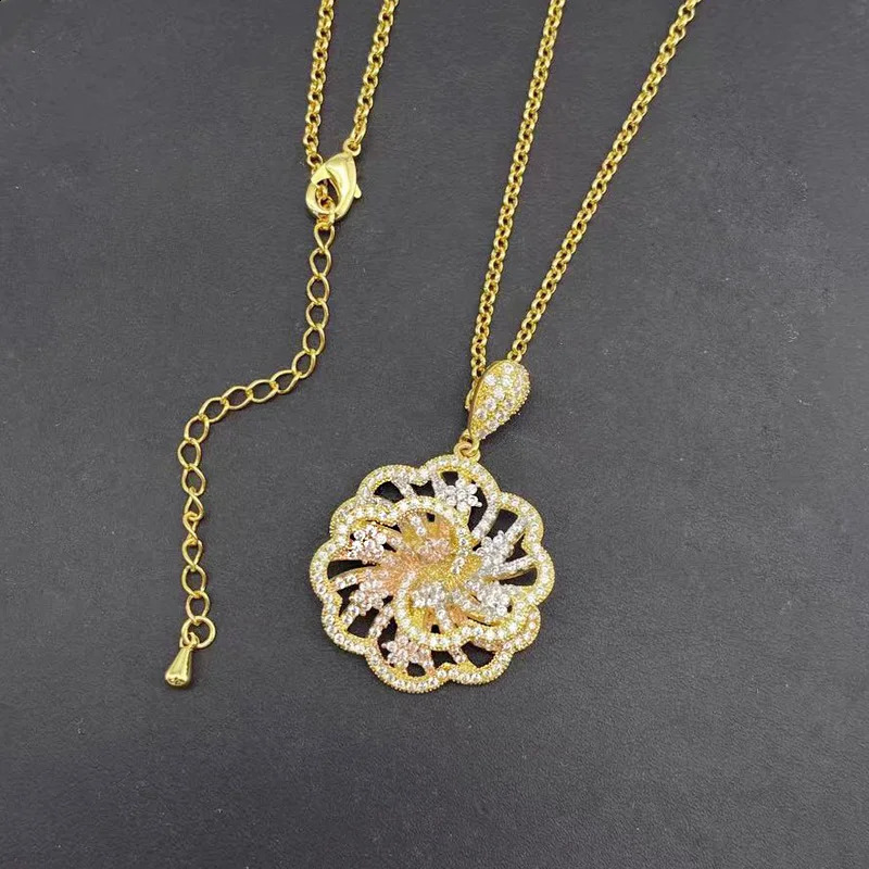 Vanifin Necklace with Earrings Exquisite Hollow Flower Micro Inlay Zirconia For Woman Banquet Jewelry Gift 241226