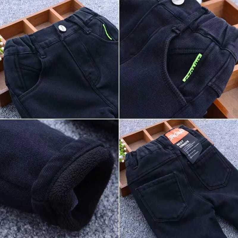 1-11 Yrs boys unisex wool winter pants suitable for children baby thick warm and soft suitable for childrens stretch wool jeans W241227