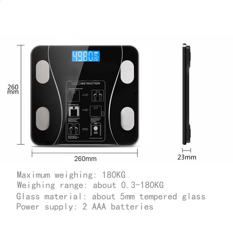 Smart Body Fitness Compositions Health Analyzer with Smartphone App Scale USB Rechargeable Wireless Digital Weight Scale 241226
