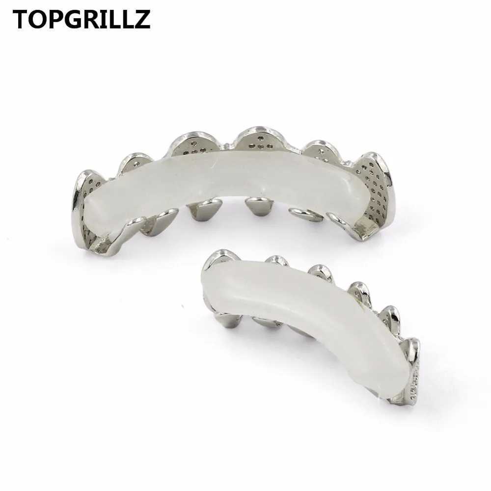 TOPGRILLZ Classic 6/6 Hip Hop/Punk Teeth Grillz Set Gold Silver Color Top Bottom Grills Dental Mouth Cs Cosplay Party W241227