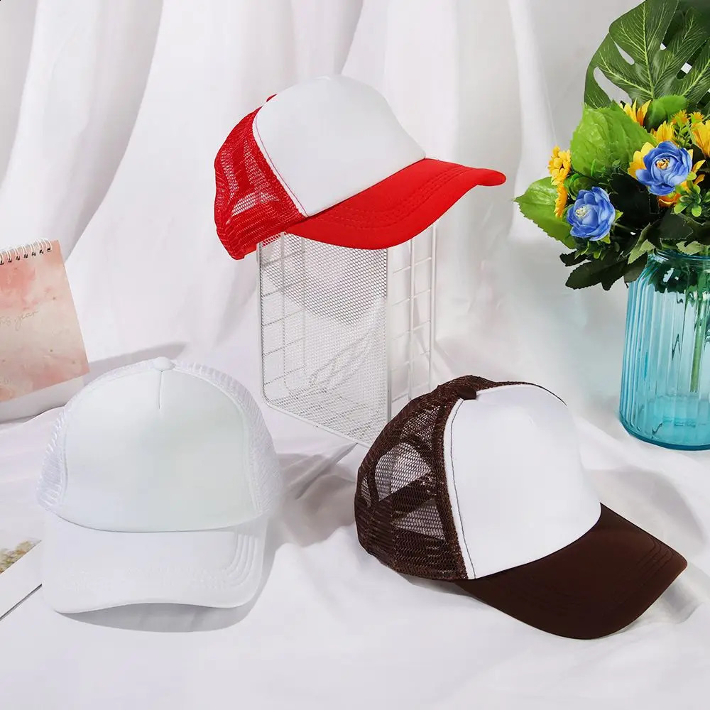 1PC Fashion Unisex Plain Baseball Cap Adjustable Trucker Flat Visor Cap Mesh Curved Men Women Casual Sun Summer Hat 241226