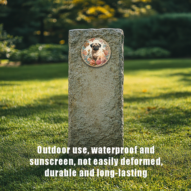 Customized Bichon Frise Pet Ornament Circular Aluminum Decorative Painting Unique Pet Souvenir Tombstone Ideal for Cats